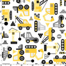 Playtime Flannel MASF10453-W White Construction Crew by Maywood Studio