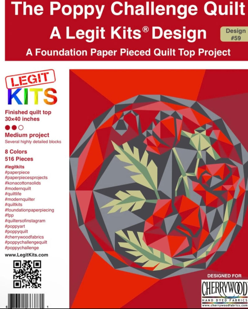 Poppy Challenge Quilt Kit Pattern Legit Kits PCQKACQ