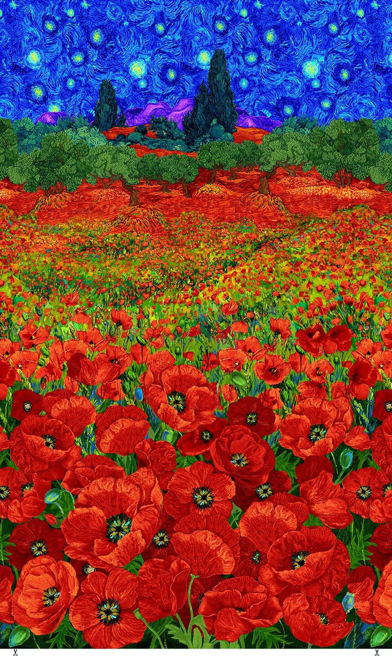 Poppy Dreams Panel PANEL-CD3220 MULTI Poppies Field Panel by Chong-A Hwang for Timeless Treasures