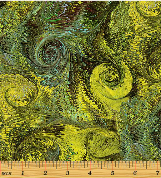 Poured Color 2 13147-41 Whirlwind Lime/Turquoise by Paula Nadelstern for Benartex