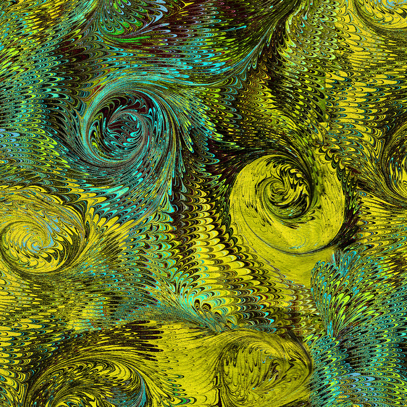 Poured Color 2 13147-41 Whirlwind Lime/Turquoise by Paula Nadelstern for Benartex