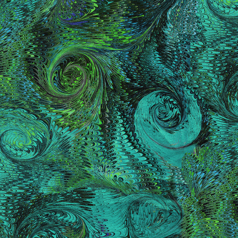 Poured Color 2 13147-80 Whirlwind Turquoise by Paula Nadelstern for Benartex