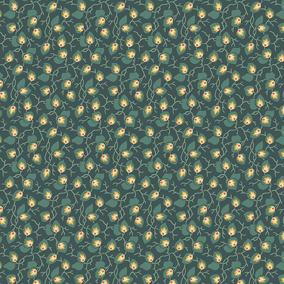 Practical Magic A-284-T Teal Vine by Edyta Sitar for Andover Fabrics