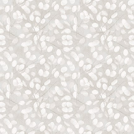 Purely Neutral 3517-90 Grey Textured Leaves by Satin Moon Designs for Blank Quilting