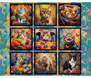 Purrfectly Playful Panel 22969-PNL-CTN-D by Ivan Guaderrama for 3 Wishes Fabric