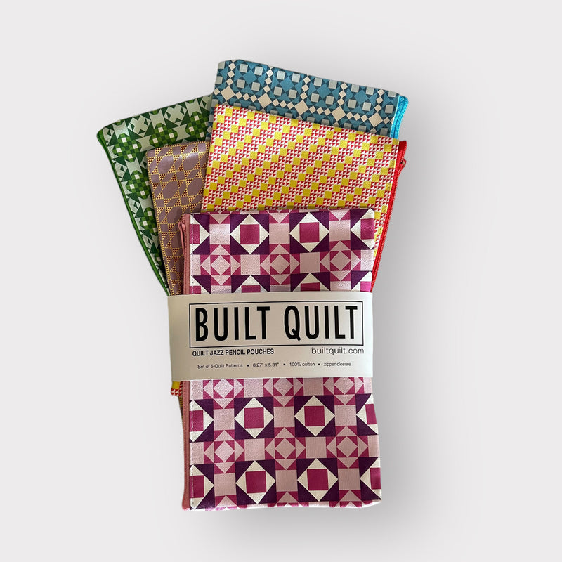 Quilt Jazz Pencil Pouches Set - Set of 5 Built Quilt Close Up Picture BQ-PP5QJ