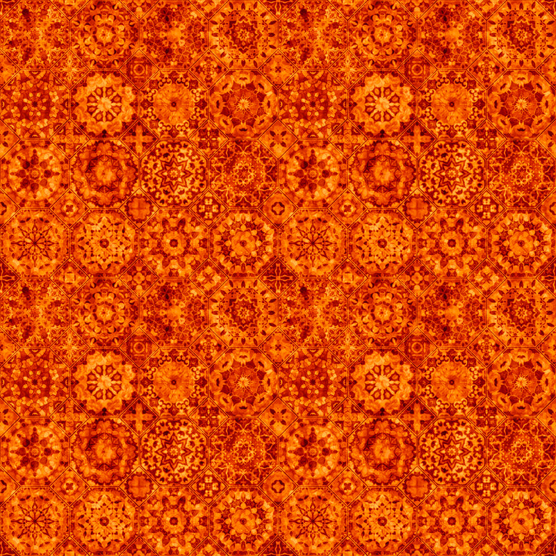 Quilt Room Kitties 30382-O Burnt Orange Packed Medallion by Morris Creative Group for QT Fabrics