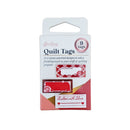 quilt tags with love shown in box packaging
