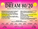 Quilters Dream - 80% Cotton 20% Polyester cover sheet of package.