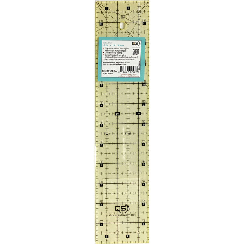 Quilters Select 2.5 Inch X 12 Inch Ruler shown on white background.