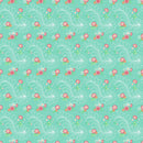 Quilting in Bloom 28836-64 Feather Floral Turq Multi by Lorelai Kuecker for Northcott