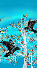 Raven Tree CAJ-0002M Turquoise Single Border by Carla Joseph for International Textiles