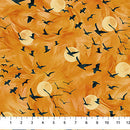 Raven's Call DP28948-54 Flying Ravens Orange by Deborah Edwards and Melanie Samra for Northcott