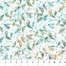 Raven's Call DP28949-10 Feathers White Multi by Deborah Edwards and Melanie Samra for Northcott