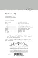 Reindeer Xing Quilt back pattern cover  material requirements and branding information.