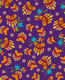 Revelation Bright TMD-0002 Deep Purple Allover Bear Paws by Tracey Metallic for International Textiles