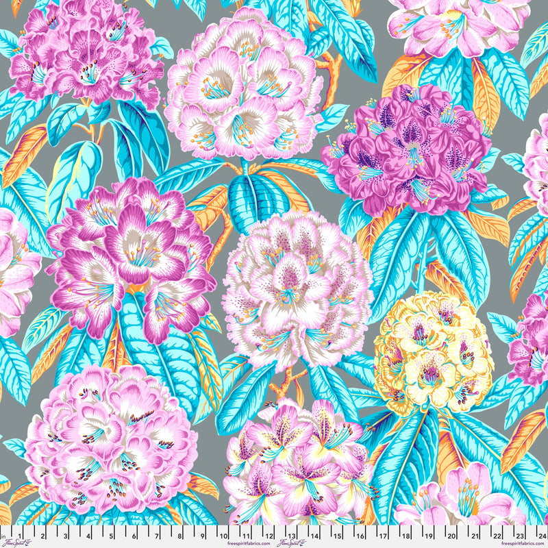 Rhododendrons PWPJ124.GREY by Philip Jacobs for the Kaffe Fassett Collective for Free Spirit