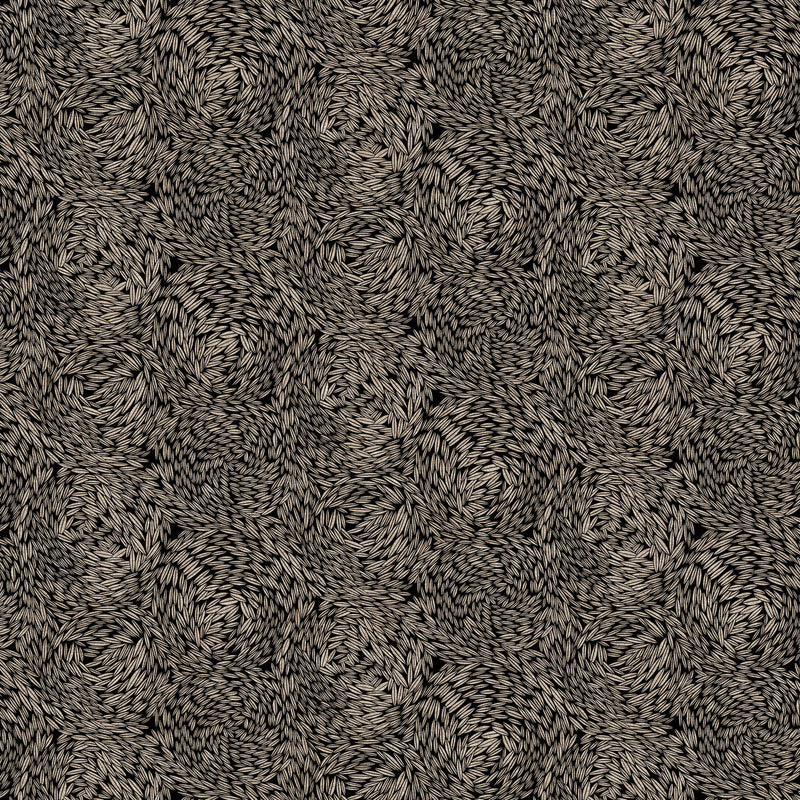 Rhythm & Leaves CL91041-99 Black Wheat 55% Linen 45% Cotton by Cecilia Pettersson for FIGO Fabrics.