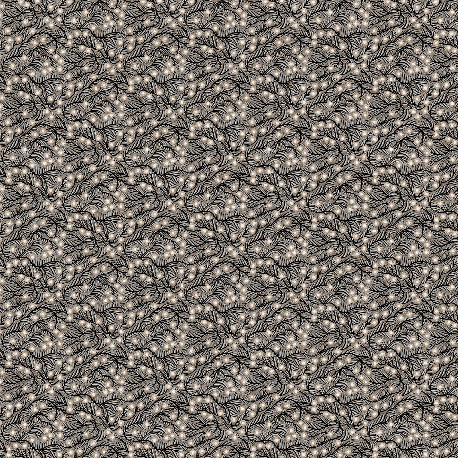 Rhythm & Leaves CL91044-99 Black Trellis 55% Linen 45% Cotton - Fat Qu