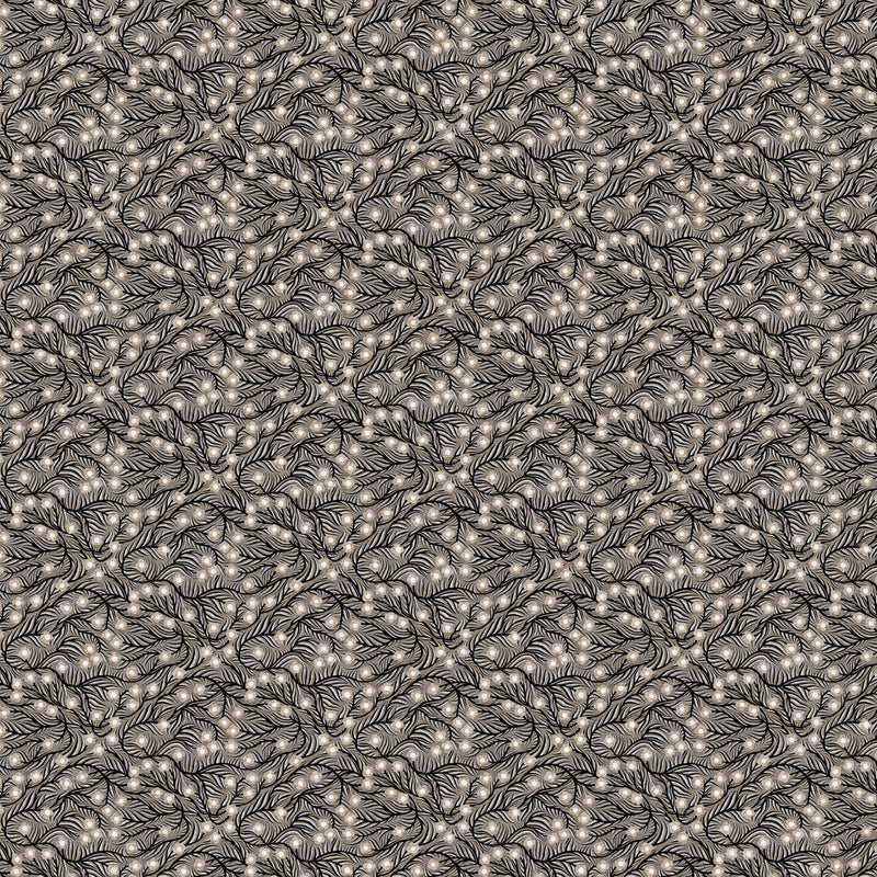 Rhythm & Leaves CL91044-99 Black Trellis 55% Linen 45% Cotton by Cecilia Pettersson for FIGO Fabrics.