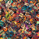 Rock N Roll Fantasy 30731-J Black Rock Stars & Guitars Toss by Morris Creative Group for QT Fabrics