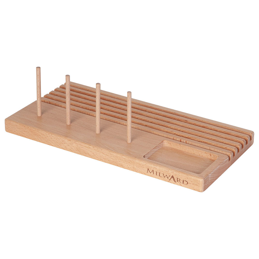 Ruler Rack 12 inch - Beech - 6-slot with Thread Storage and Pin Tray