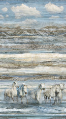 Running Free DP28587-42 Horse Ombré Blue Multi by Deborah Edwards for Northcott
