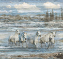 Running Free Panel DP28586-42 Horse Panel Blue Multi by Deborah Edwards for Northcott