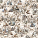 Running with the Pack 31100-E Cream Wolf Vignettes by Morris Creative Group for QT Fabrics