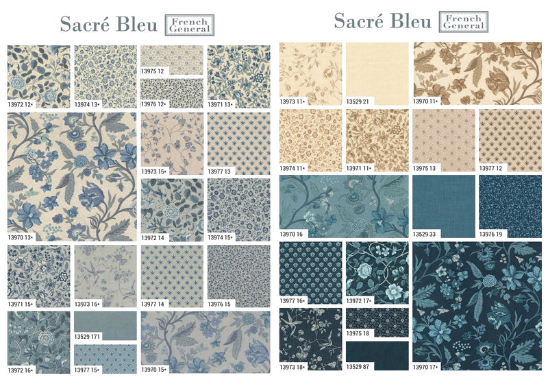 Sacré Bleu Fat Quarter Bundle 13970AB by French General for Moda