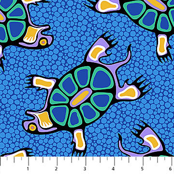 Sacred Earth 27108-44 Blue Multi Turtles by Mark Anthony Jacobson for Northcott