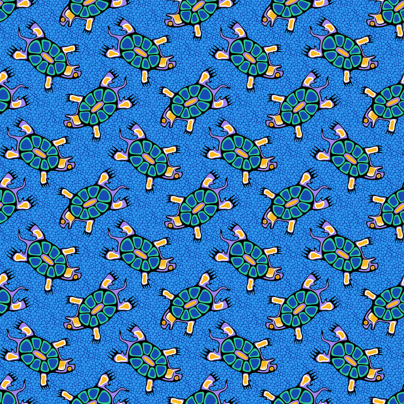 Sacred Earth 27108-44 Blue Multi Turtles by Mark Anthony Jacobson for Northcott