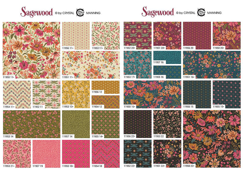 Sagewood Charm Pack 11950PP by Crystal Manning for Moda