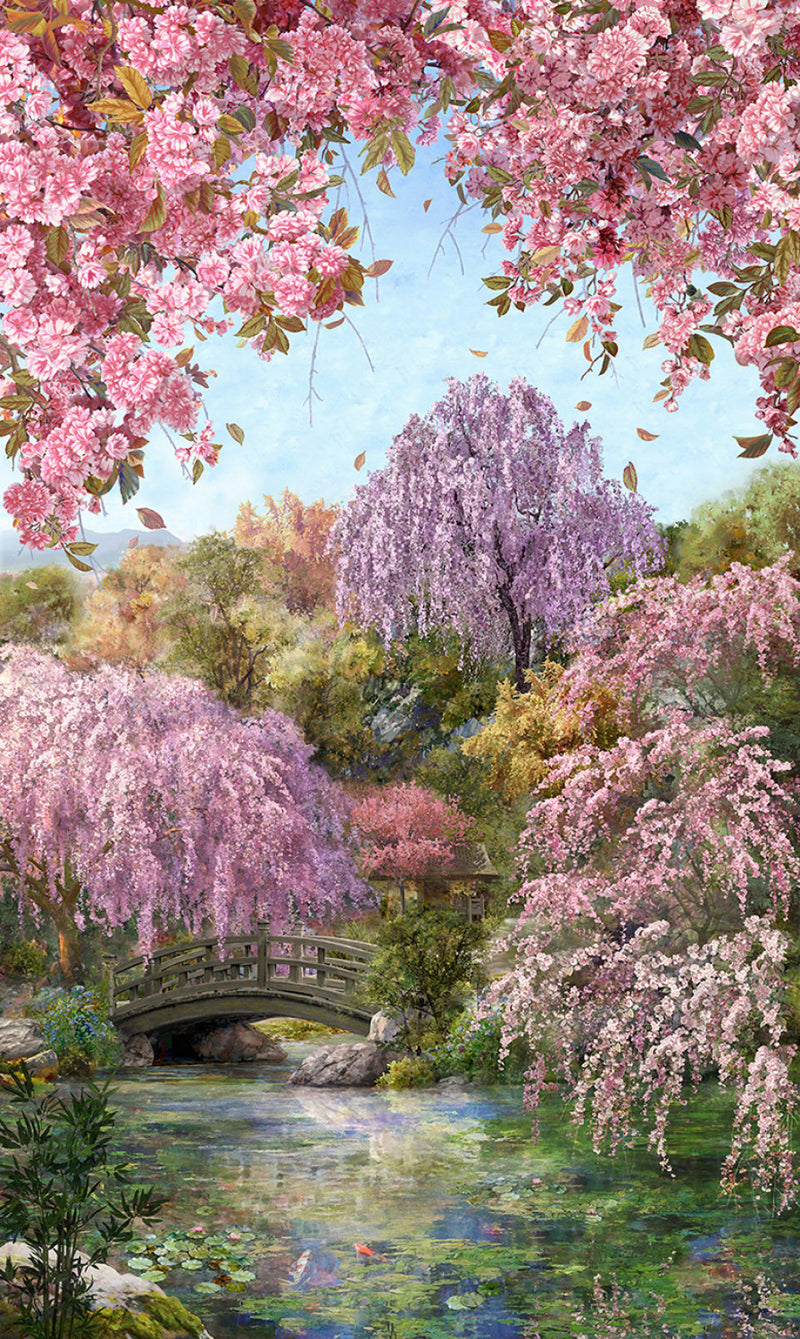 Sakura Blooms W5364-452 Pond by Hoffman Fabrics