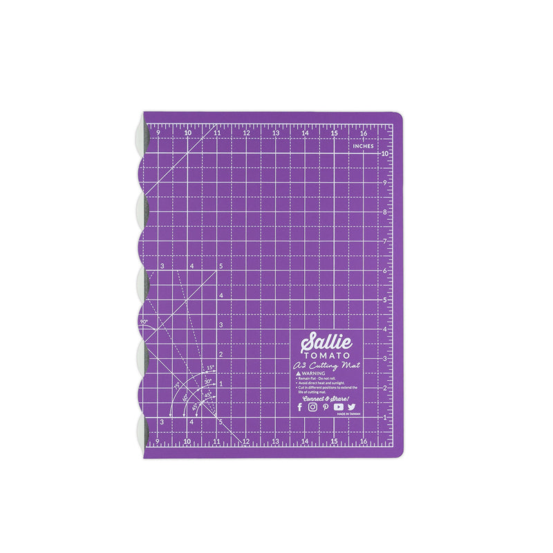 Sallie Tomato Purple A3 Foldable Cutting Mat Picture of Mat Folded in Half STS322