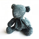 Sashiko Teddy Bear Nep Yarn Dyed Fabric Blue QH Textiles KNP22-05BL