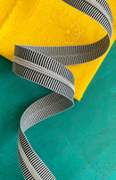 Sassafras Lane Zipper Tape by the Yard - Black/White Stripe with Nickel Teeth - 3 Yard