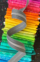 Sassafras Lane Zipper Tape by the Yard - Black/White Stripe with Nickel Teeth - 3 Yard