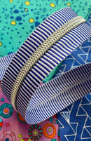Sassafras Lane Zipper Tape by the Yard - Blue/White Stripe with Nickel Teeth - 3 Yard