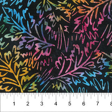 Scribbles Batik 83081-99 Black Sketched Foliage by Banyan Batiks Studio for Northcott