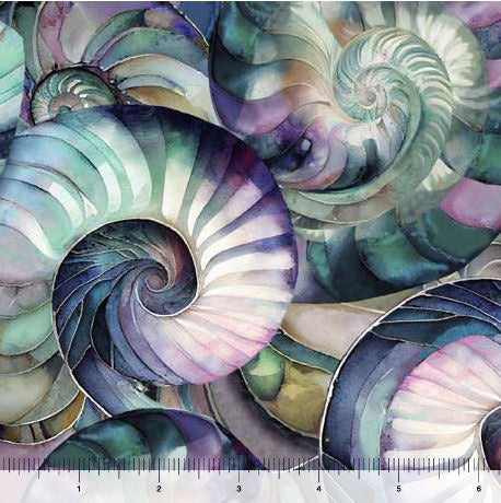 Seashell Soiree 30302-X Multi Clustered Shells by Sasha for QT Fabrics