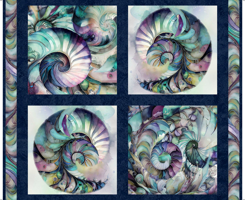 Seashell Soiree Panel 30301-X Multi Shell Pillow Panel by Sasha for QT Fabrics