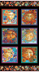 Season of the Sun Panel 13190-12 Panel Black/Multi by David Galchutt for Benartex