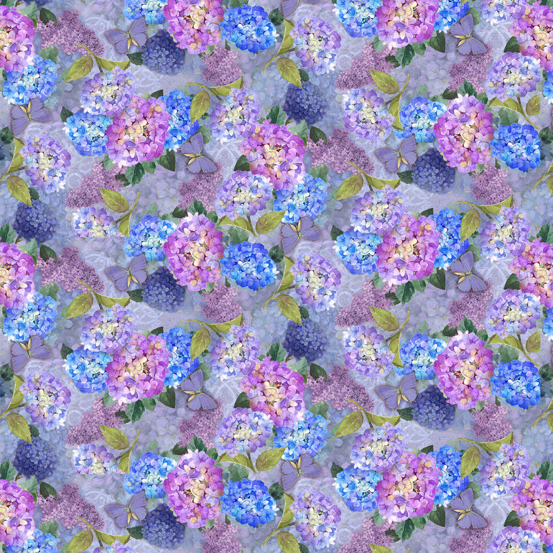 Secret Garden 3816-51 Peri Hydrangeas by Lisabelle Art Studio for Blank Quilting