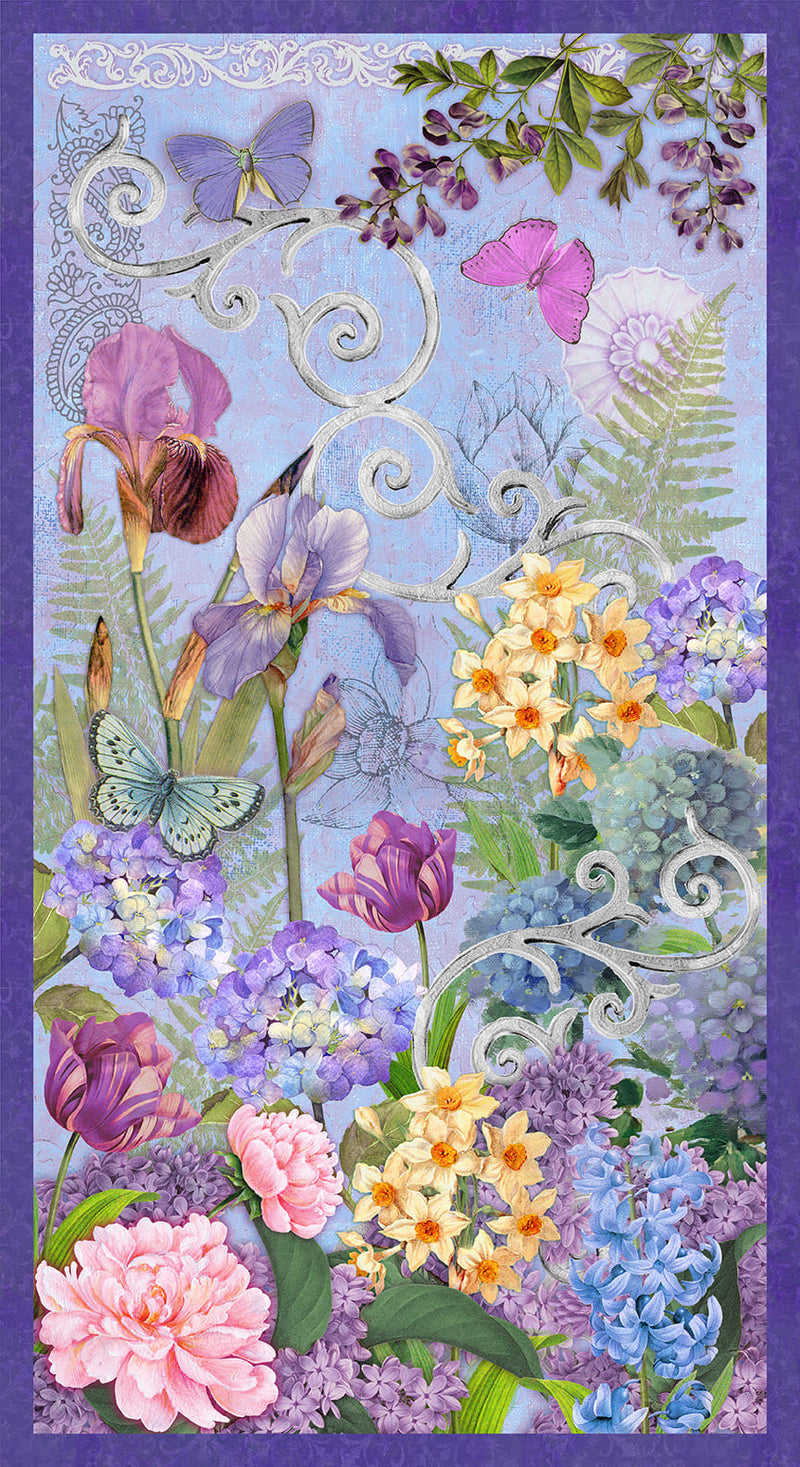 Secret Garden Panel 3819P-56 Hyacinth Panel by Lisabelle Art Studio for Blank Quilting