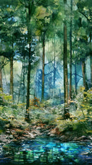Serenity Springs DP29066-78 Full Width Border Green Multi by Deborah Edwards and Melanie Samra for Northcott Fabrics