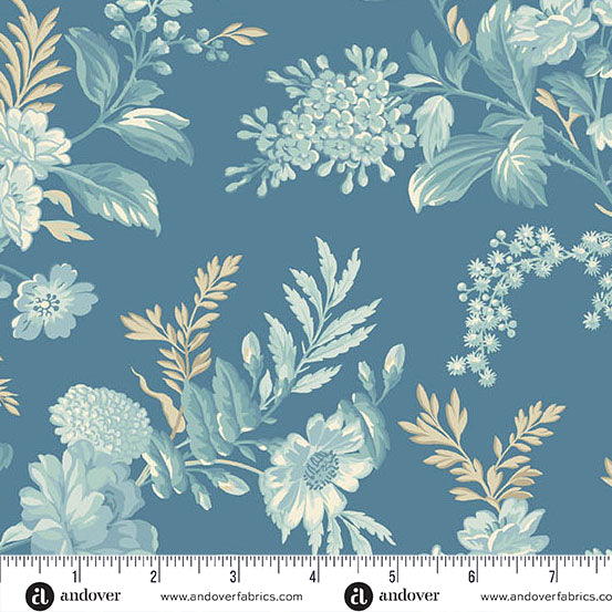 Sewing Bird A-1600-B Indigo Bed of Roses by Edyta Sitar of Laundry Basket Quilts for Andover.