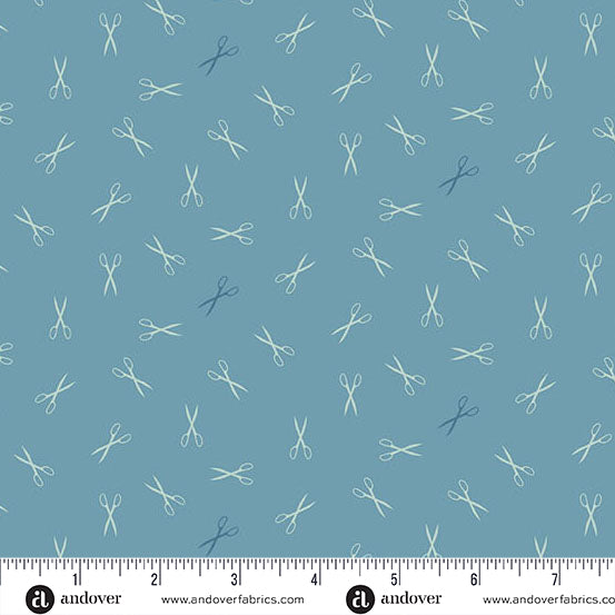 Sewing Bird A-1612-B Azure Good Scissors by Edyta Sitar of Laundry Basket Quilts for Andover.