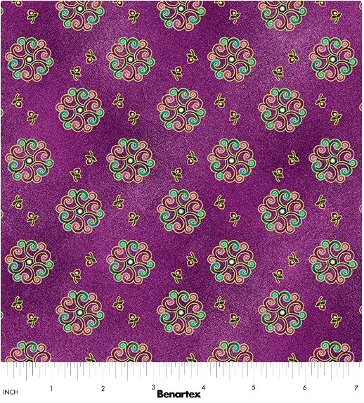 Shangri-La 16116M-66 Medallion Burst Purple/Multi by Painted Sky Studio for Benartex