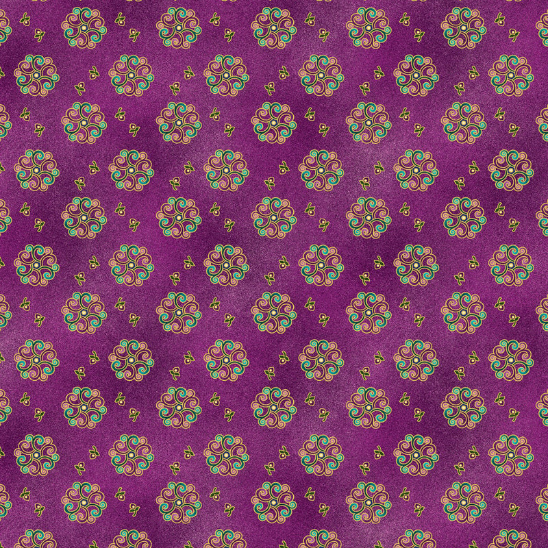 Shangri-La 16116M-66 Medallion Burst Purple/Multi by Painted Sky Studio for Benartex